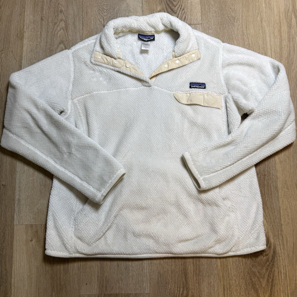 Patagonia Cream/Off-White Fleece Snap-Front Pullover Jacket